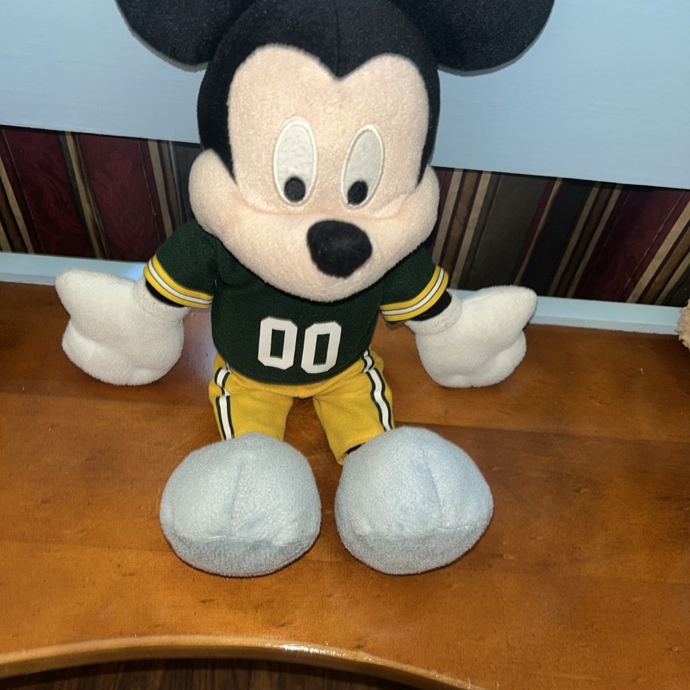 Disney NFL Green Bay Packers Mickey Mouse Plush 16 Inch Football Collectable
